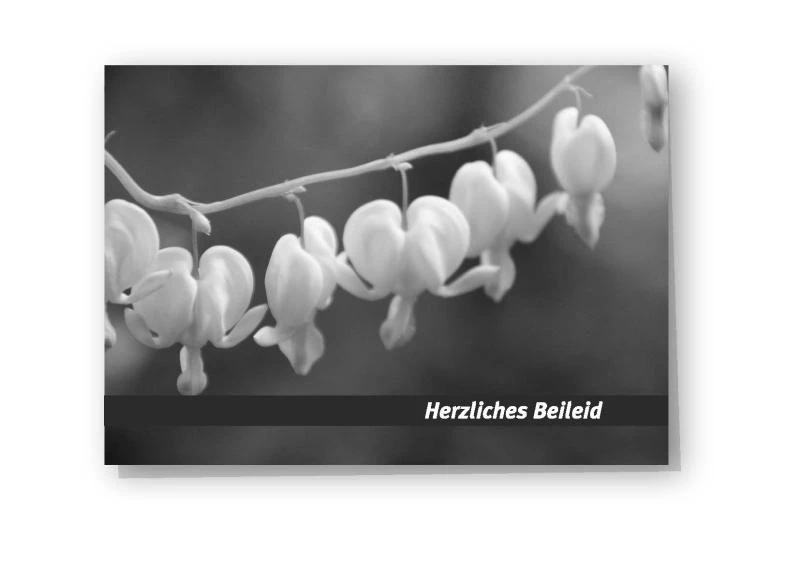 Beileidskarte "Tränendes Herz 2" schwarzweiß